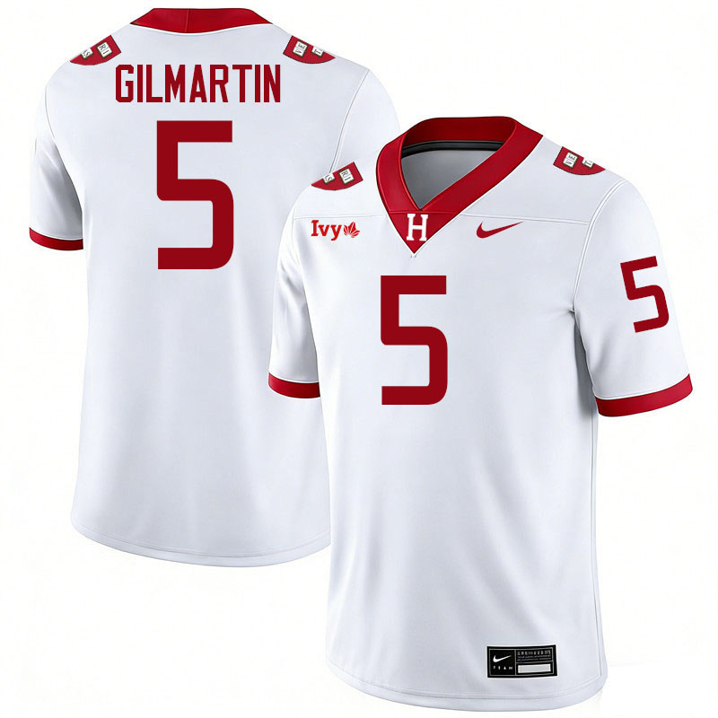 Harvard Crimson #5 Seamus Gilmartin College Football Jerseys,Uniforms Stitched-White